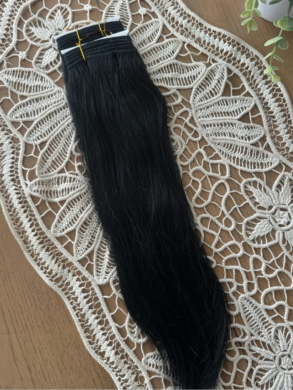 100% Human Hair Weft Extensions 16” Black Straight 100g